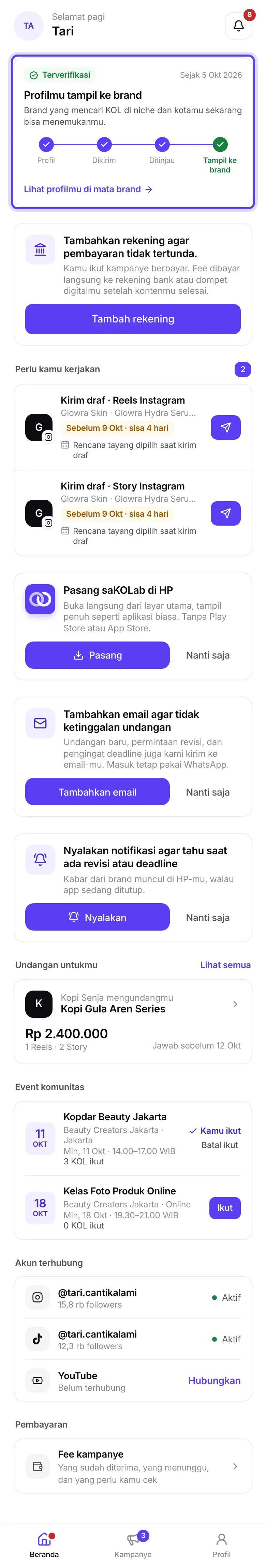 Beranda KOL terverifikasi dengan undangan