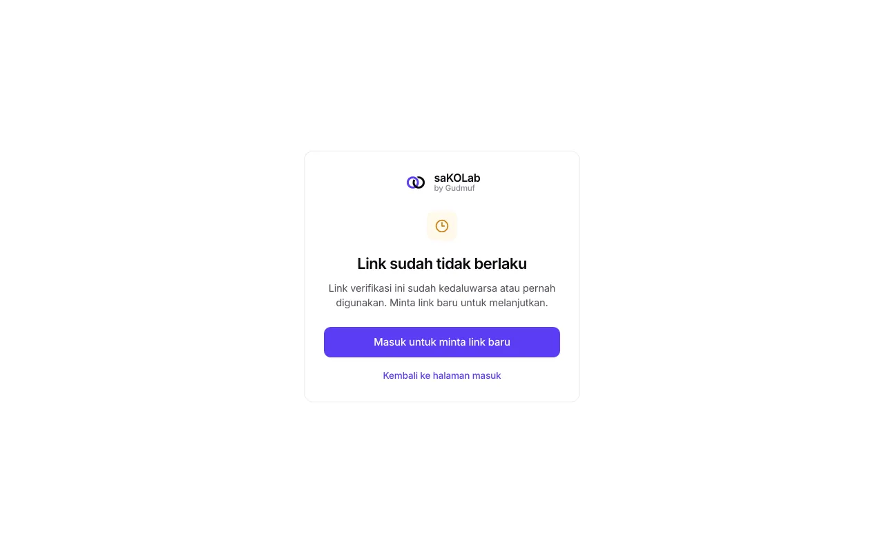 Layar Link sudah tidak berlaku