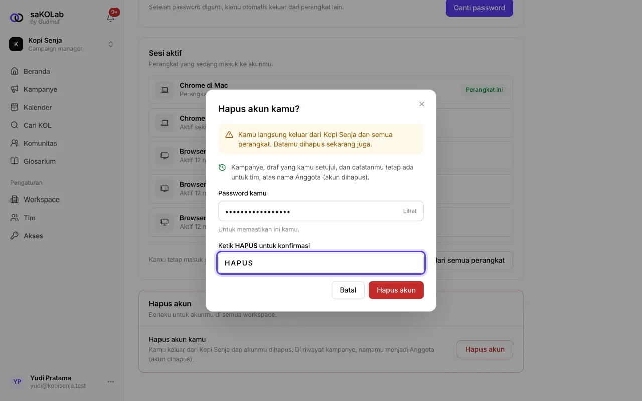 Dialog Hapus akun kamu?