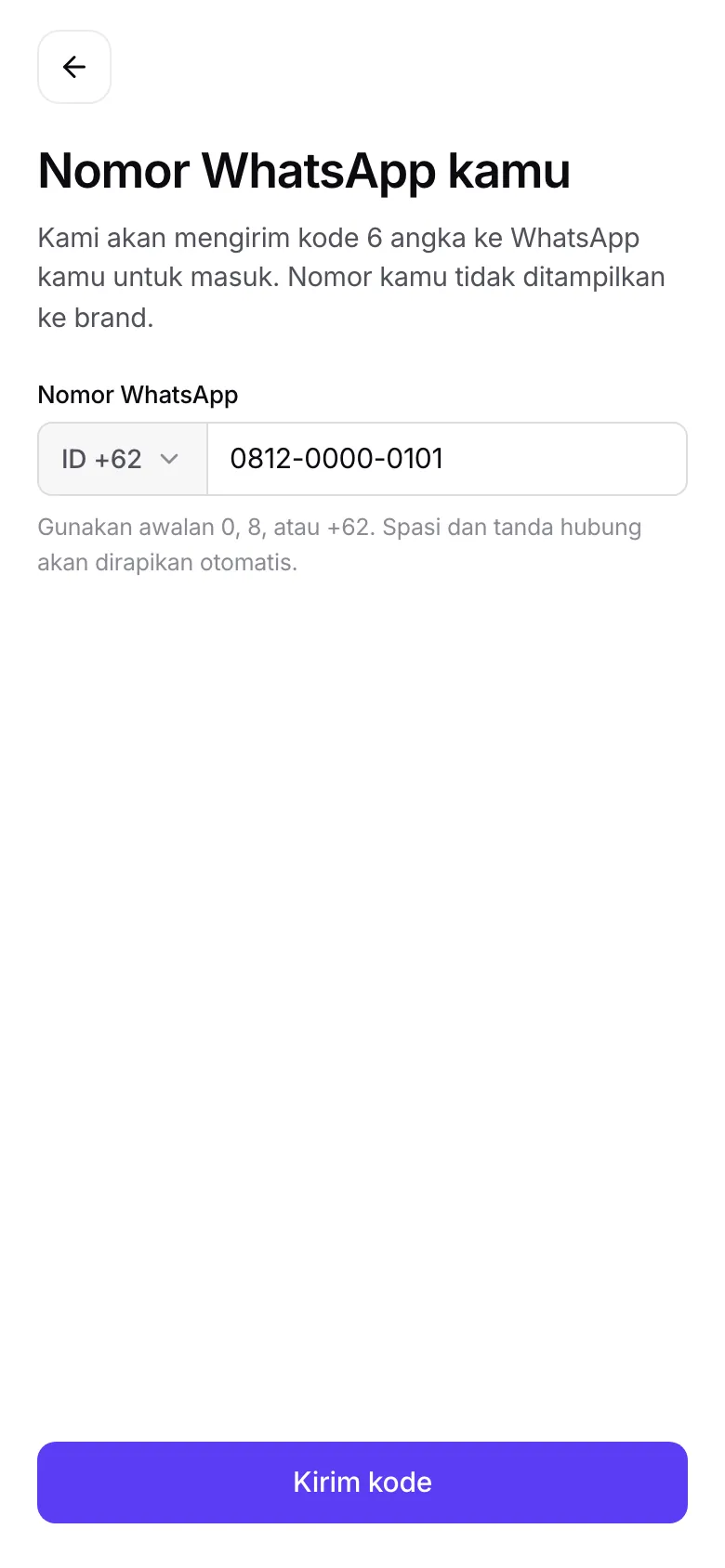 Layar Nomor WhatsApp kamu