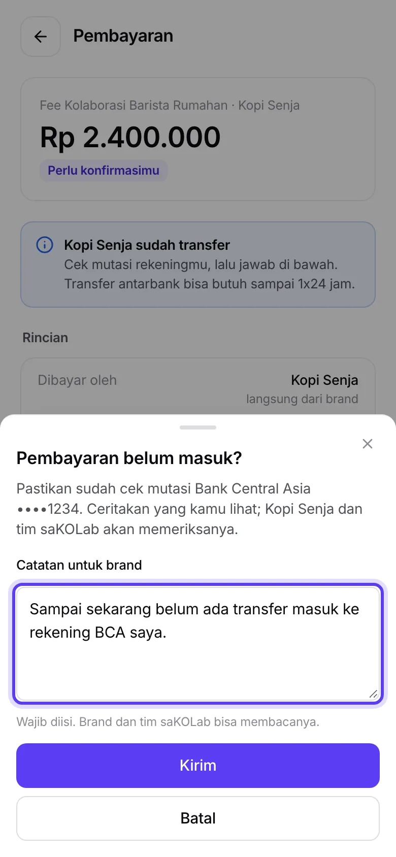 Lembar Belum masuk untuk menulis catatan