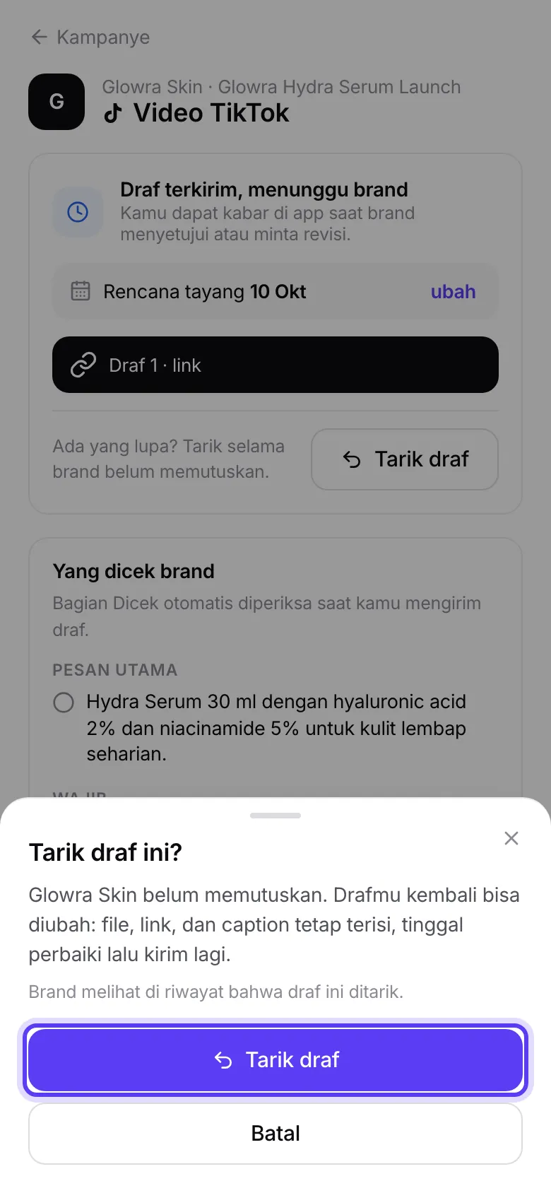Dialog Tarik draf