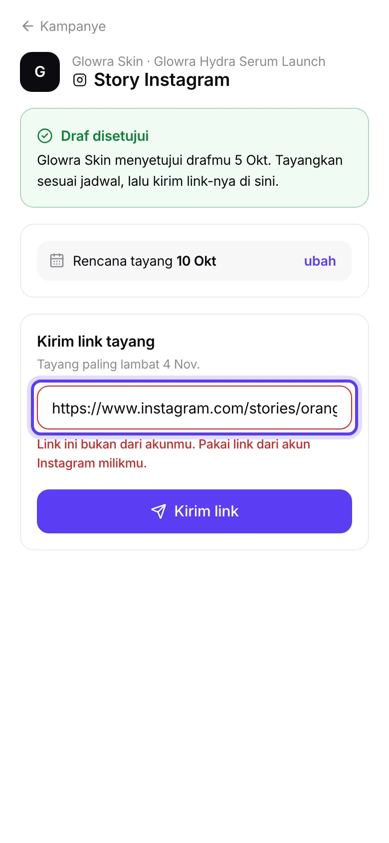 Pesan Link ini bukan dari akunmu