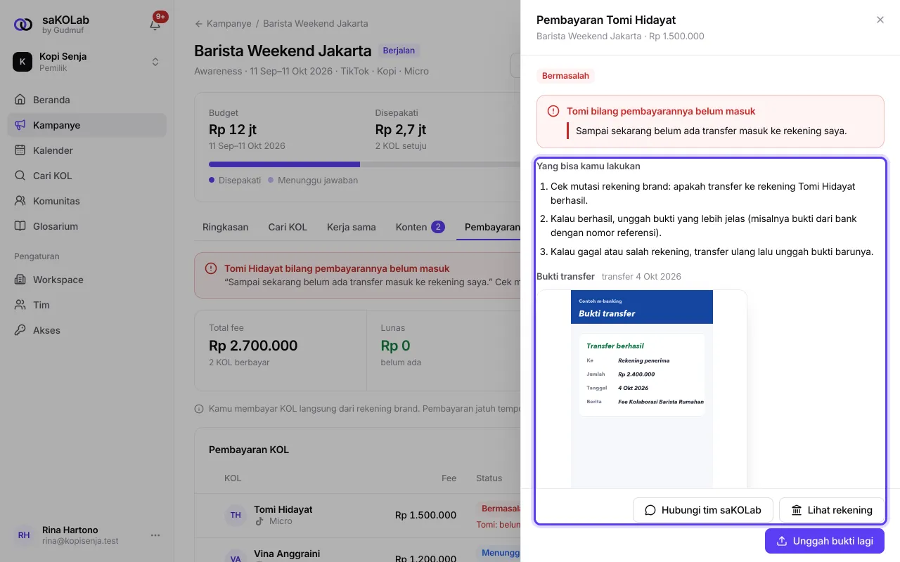Detail pembayaran dengan bagian Yang bisa kamu lakukan