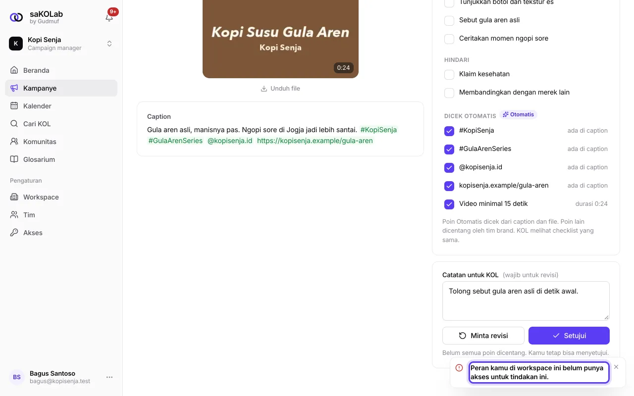 Pesan Peranmu belum punya izin untuk tindakan ini