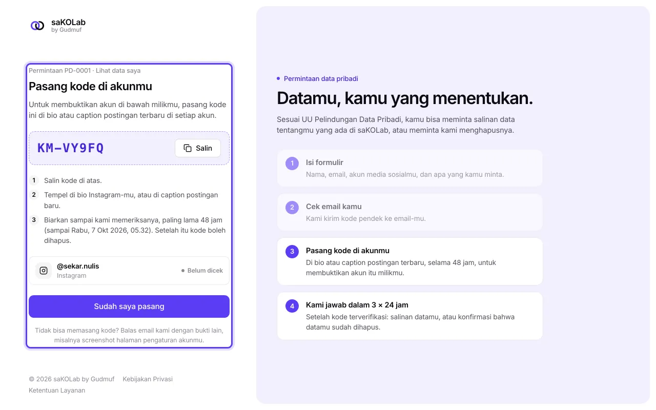 Langkah Pasang kode di akunmu