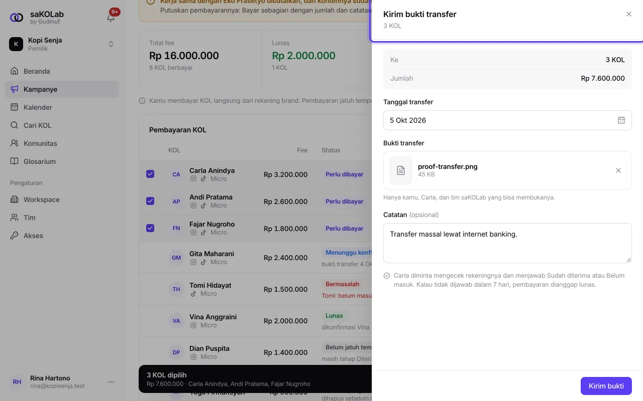 Dialog Kirim bukti untuk banyak KOL